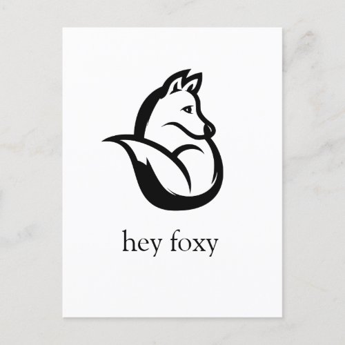 Modern  Black and White  Hey Foxy Postcard
