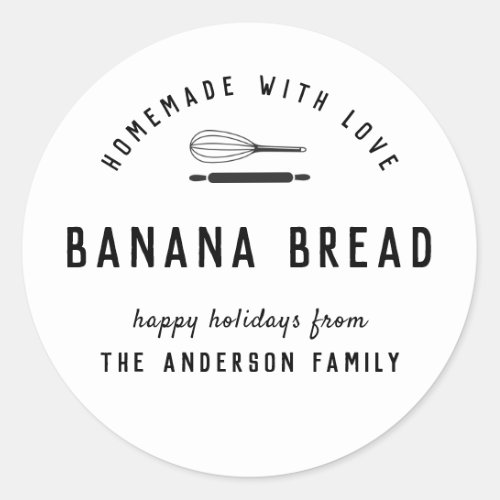 Modern Black and White Holiday Baking Gift Classic Round Sticker
