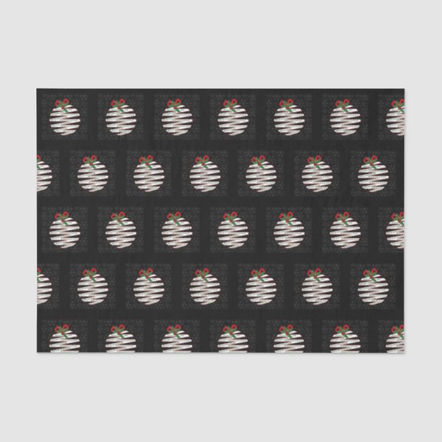 Modern Black and White Holiday Ornament Origami Tissue Paper (Front)