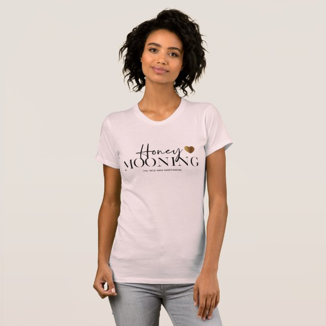 Modern Black and White Honeymooning Personalized T-Shirt (Front Full)