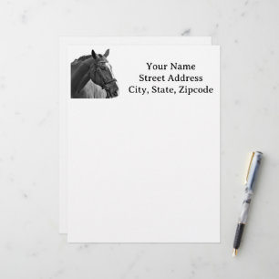 Modern Black and White Horse Letterhead