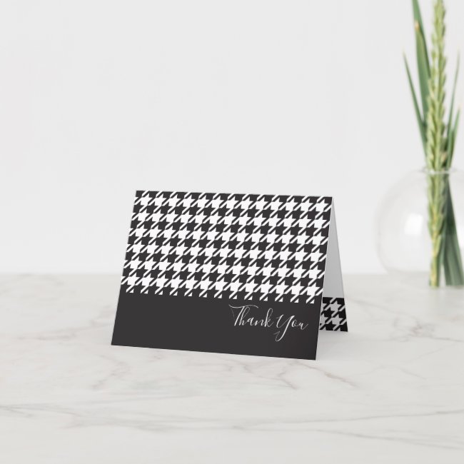 Modern Black and White Houndstooth Thank You Card