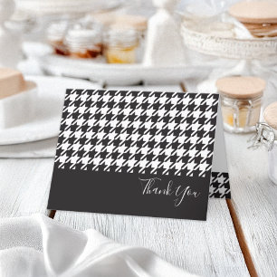 Modern Black and White Houndstooth Thank You Card