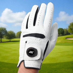 Modern Black and White Initial Sports Monogram  Golf Glove