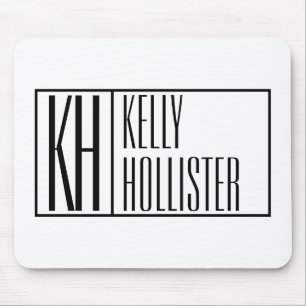 Modern, Black and White, Initials & Name Logo Mouse Pad