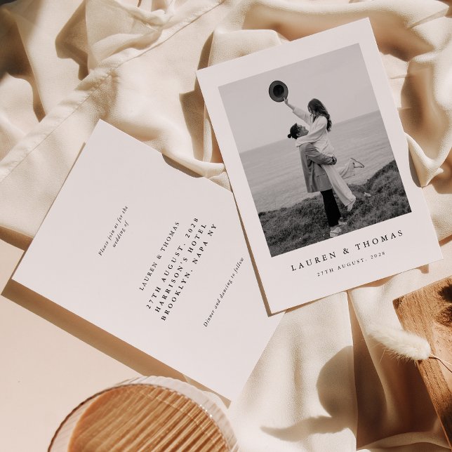 Modern Black and White Instant Photo Frame Wedding Invitation (Creator Uploaded)