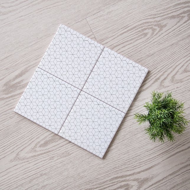 Modern Black and White Isometric Pattern  Ceramic Tile (Creator Uploaded)