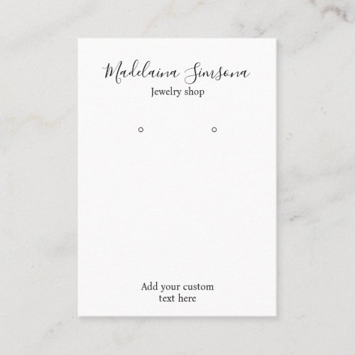 Modern black and white jewelry earring display  business card