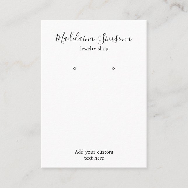 Modern black and white jewelry earring display  business card (Front)