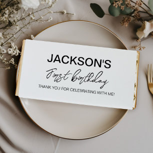 Modern Black and White Kids Birthday Hershey Bar Favors
