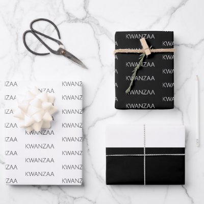 Modern black and white Kwanzaa Wrapping Paper Sheets