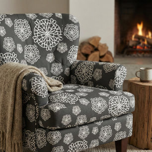 Modern Black and White Lace Mandala Pattern Fabric