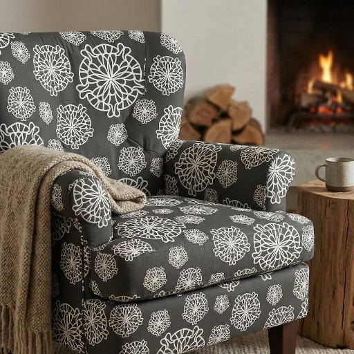 Modern Black and White Lace Mandala Pattern Fabric