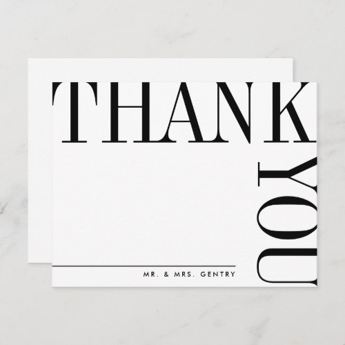 Modern Black and White Large Text Thank You Card