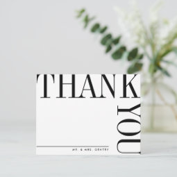 Modern Black and White Large Text Thank You Card | Zazzle