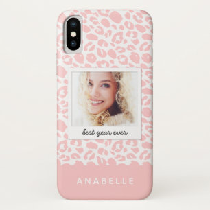 Modern black and white leopard print vintage photo iPhone x case