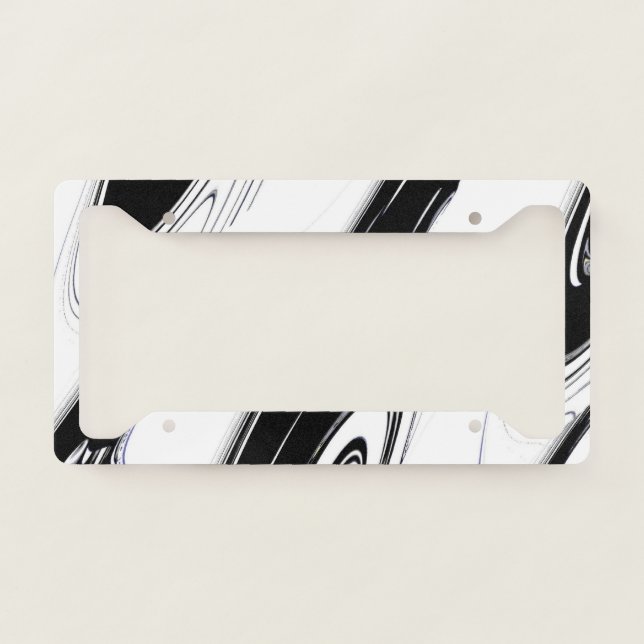 Modern Black and White License Plate Frame (Front)
