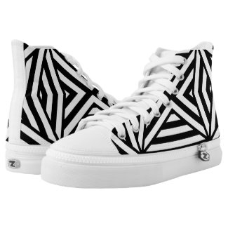 Modern black and white lines geometric pattern High-Top sneakers