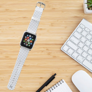 Modern Black and White Lines Pattern Monogrammed Apple Watch Band
