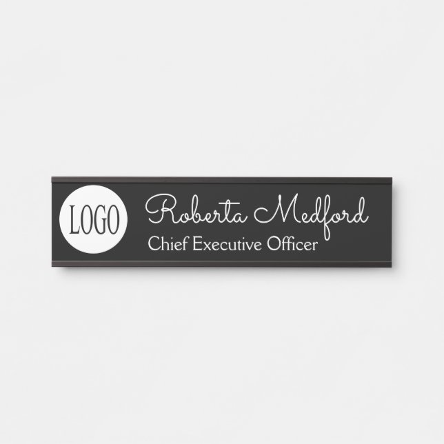 Modern Black and White Logo Door Sign Name Plate (Front)
