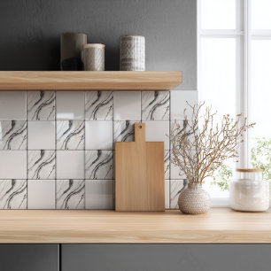 Modern Black and White Marble Ceramic Tile