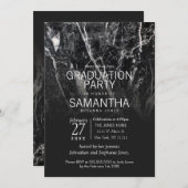 Modern Black and White Marble Graduation Party Invitation (Front/Back)