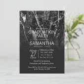 Modern Black and White Marble Graduation Party Invitation (Standing Front)