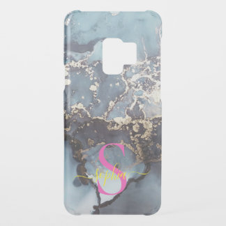 modern black and white marble monogram uncommon samsung galaxy s9 case