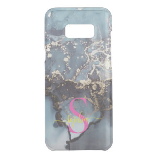 modern black and white marble monogram uncommon samsung galaxy s8+ case