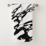 Modern Black And White Marble Pattern Bath Towel Set at Zazzle