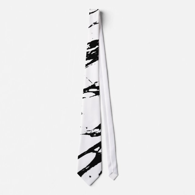 Modern Black and White Marble Pattern Neck Tie (Front)