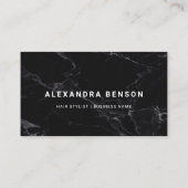 Modern Black and White Marble QR Code Business Card (Back)