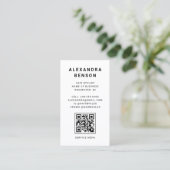 Modern Black and White Marble QR Code Business Card (Standing Front)
