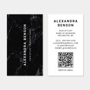 Modern Black And White Marble Qr Code Business Card at Zazzle