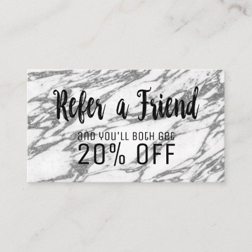 Modern Black and White Marble Referral Card