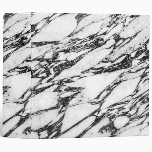 Modern Black and White Marble Stone 3 Ring Binder (Front/Spine)