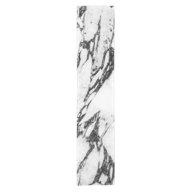 Modern Black and White Marble Stone Short Table Runner | Zazzle