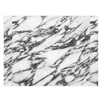 Modern Black And White Marble Stone Tablecloth by BlackStrawberry_Co at Zazzle