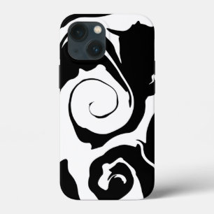 Modern Black and White marble swirl iPhone 13 Mini Case