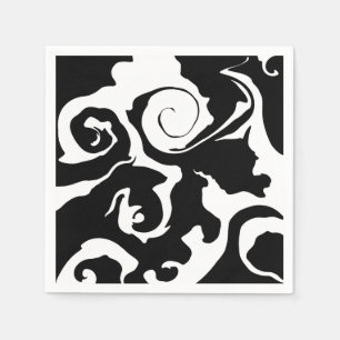Modern Black and White marble swirl Napkins