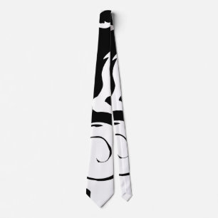 Modern Black and White marble swirl Neck Tie