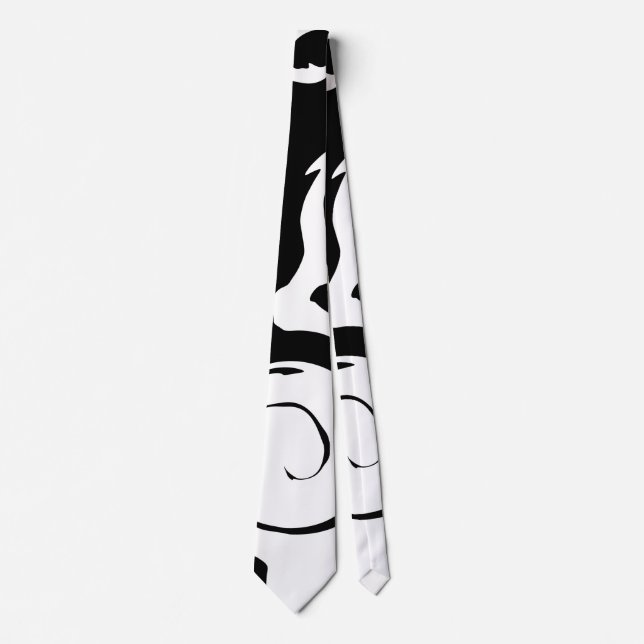 Modern Black and White marble swirl Neck Tie (Front)