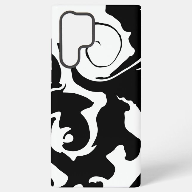 Modern Black and White marble swirl Samsung Galaxy Case (Back)