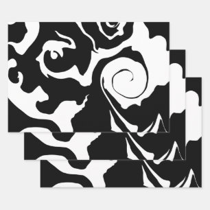 Modern Black and White marble swirl Wrapping Paper Sheets