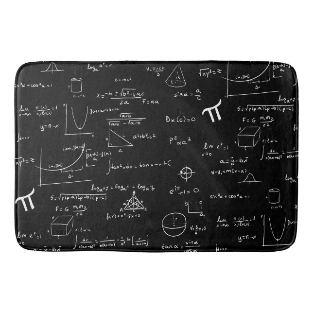 Modern Black and White Math Pattern Bath Mat | Zazzle