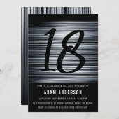 Modern Black And White Men's 18th Birthday Invitation (Front/Back)