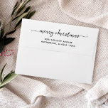 Modern Black and White | Merry Christmas Envelope<br><div class="desc">These modern and stylish,  black and white holiday envelopes say "Merry Christmas" in elegant black script and also feature your pre-printed return address on a simple white background. They coordinate perfectly with our "modern four photo collage" holiday collection.</div>