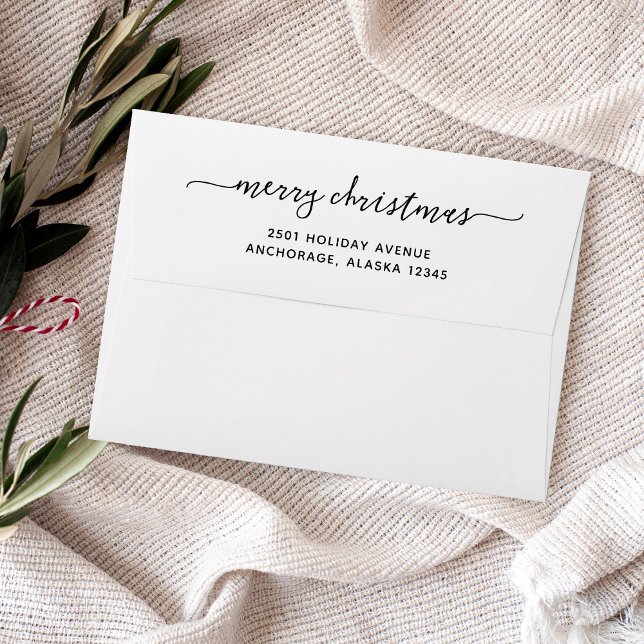 Modern Black and White | Merry Christmas Envelope (A whimsical Christmas envelope with trendy script)