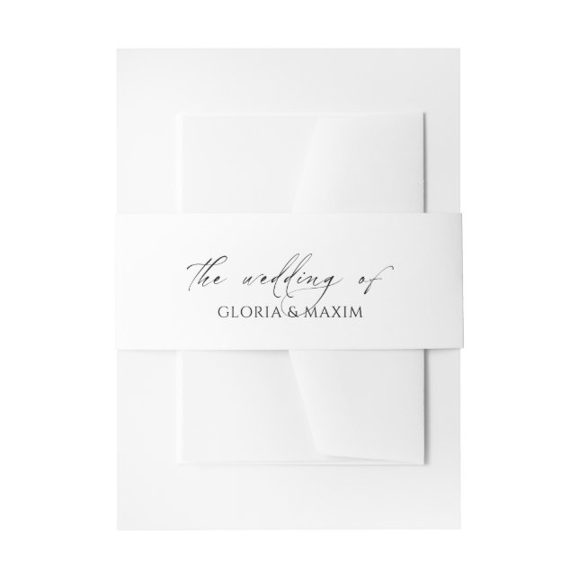 Modern Black and White Minimal Elegant Wedding Invitation Belly Band (Front Example)
