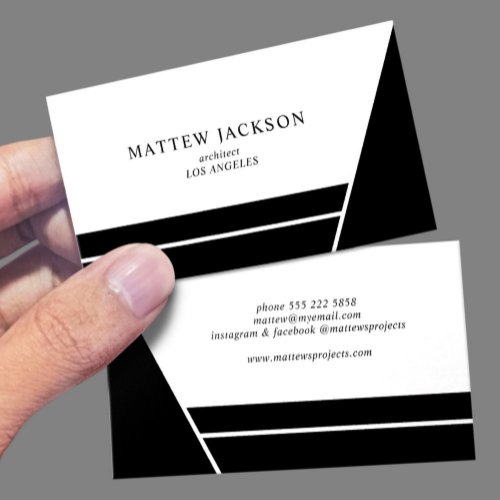 Modern black and white minimal geometric  business card